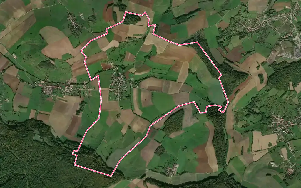 Vue satellite de Sivry avec ses contours administratifs