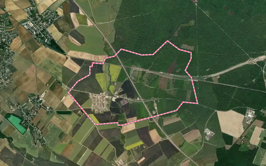 Vue satellite de Soirans avec ses contours administratifs