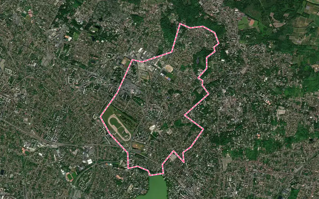 Vue satellite de Soisy-sous-Montmorency avec ses contours administratifs