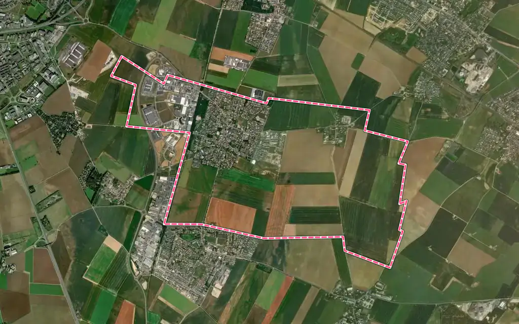 Vue satellite de Soliers avec ses contours administratifs