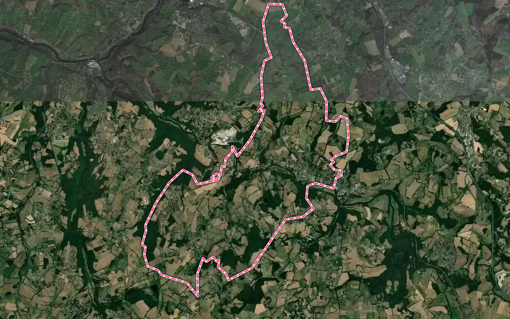 Vue satellite de Solignac avec ses contours administratifs
