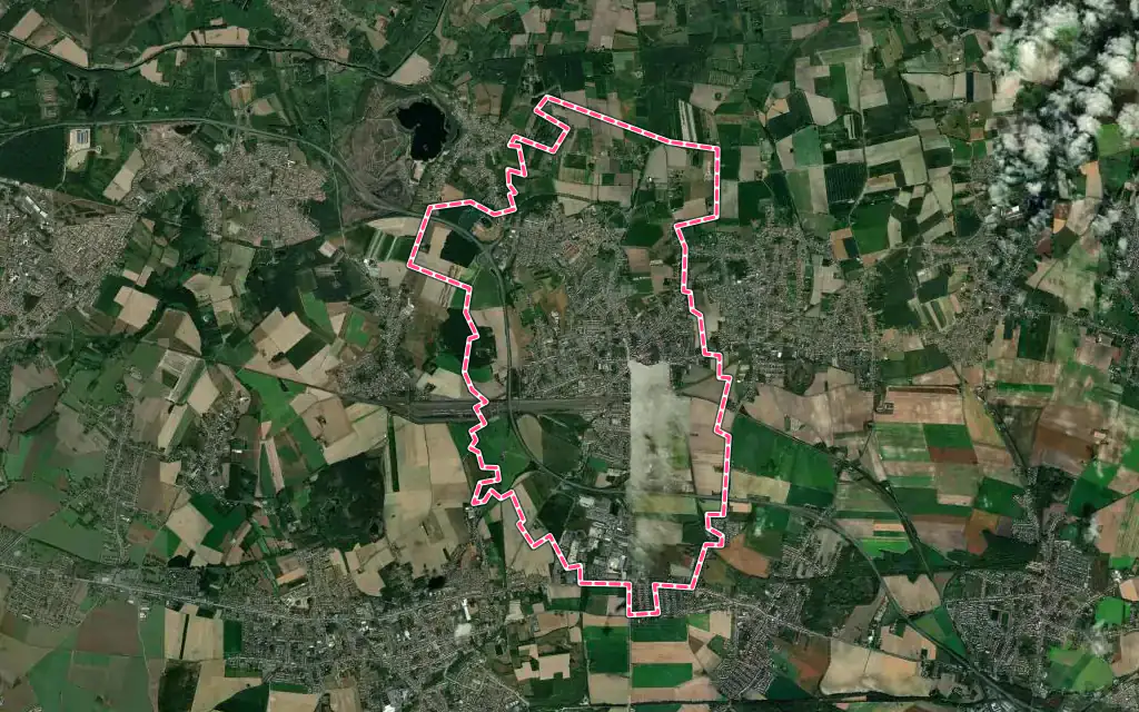 Vue satellite de Somain avec ses contours administratifs