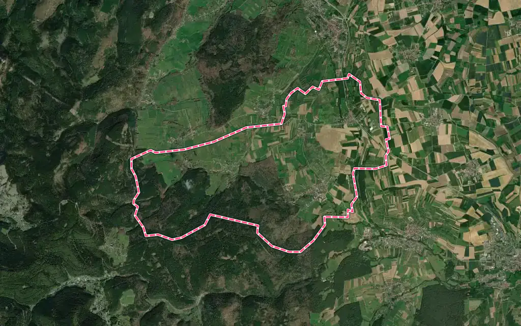 Vue satellite de Sommerau avec ses contours administratifs
