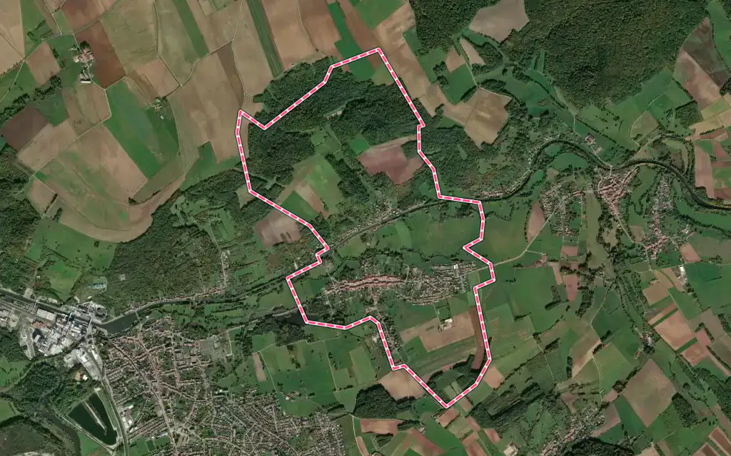 Vue satellite de Sommerviller avec ses contours administratifs