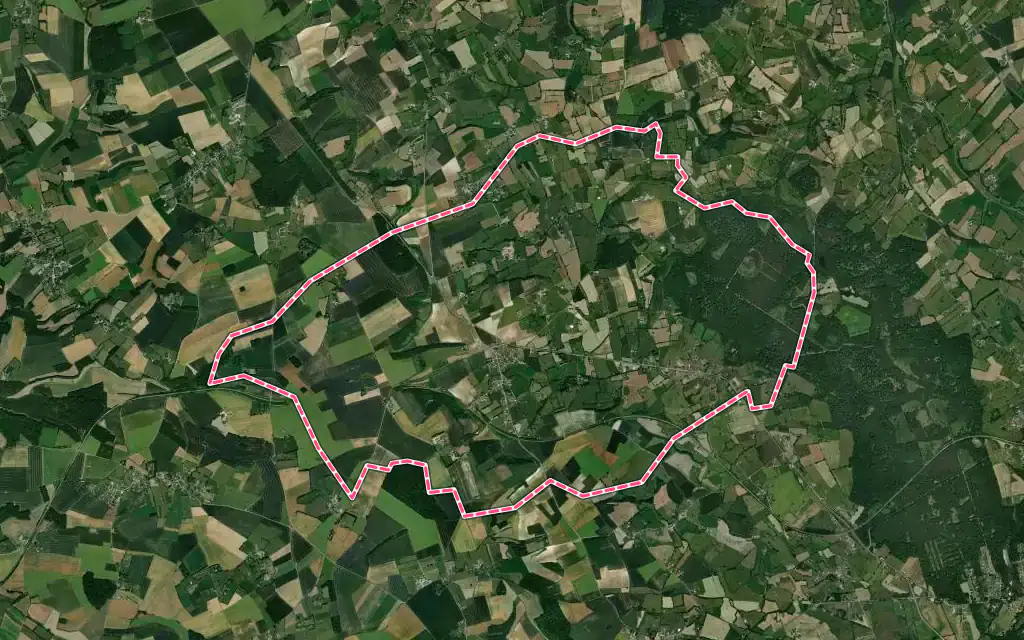 Vue satellite de Sommery avec ses contours administratifs