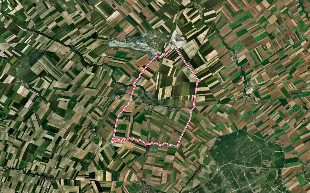 Vue satellite de Sommesous avec ses contours administratifs
