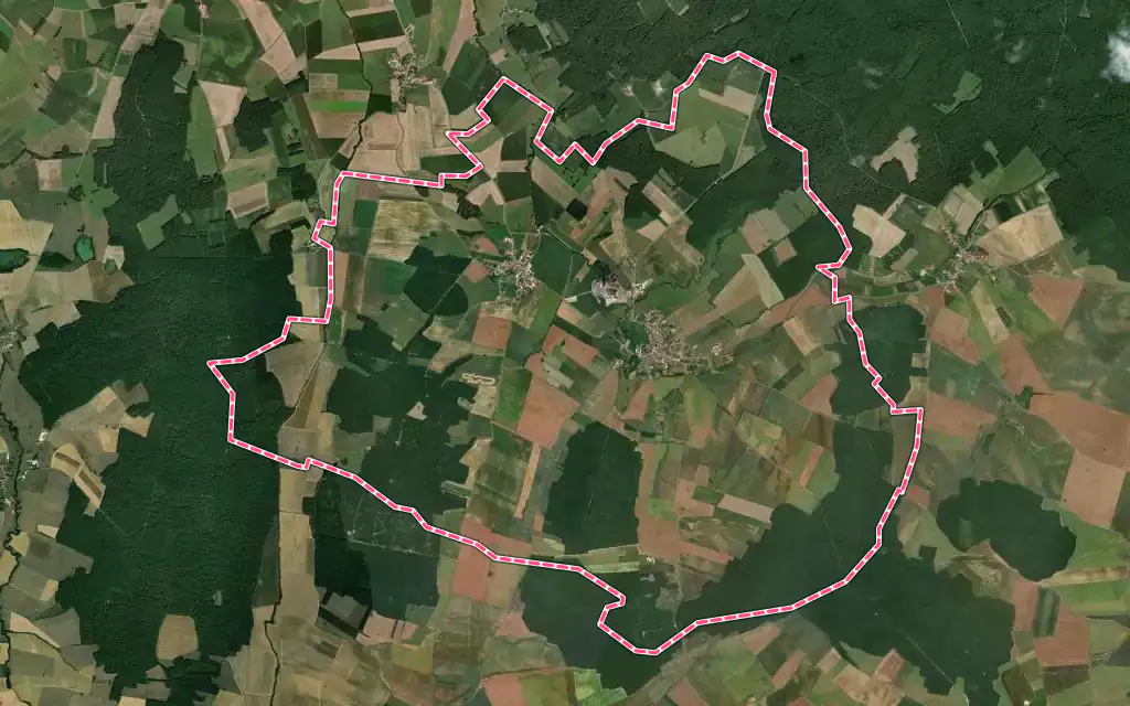 Vue satellite de Sommevoire avec ses contours administratifs