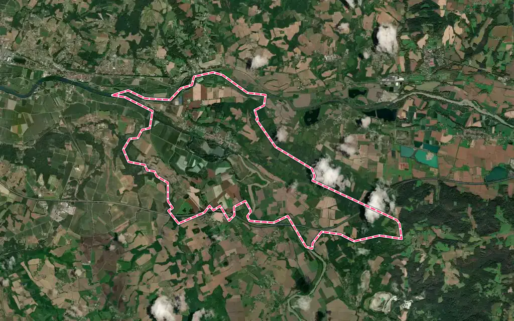 Vue satellite de Sorde-l'Abbaye avec ses contours administratifs