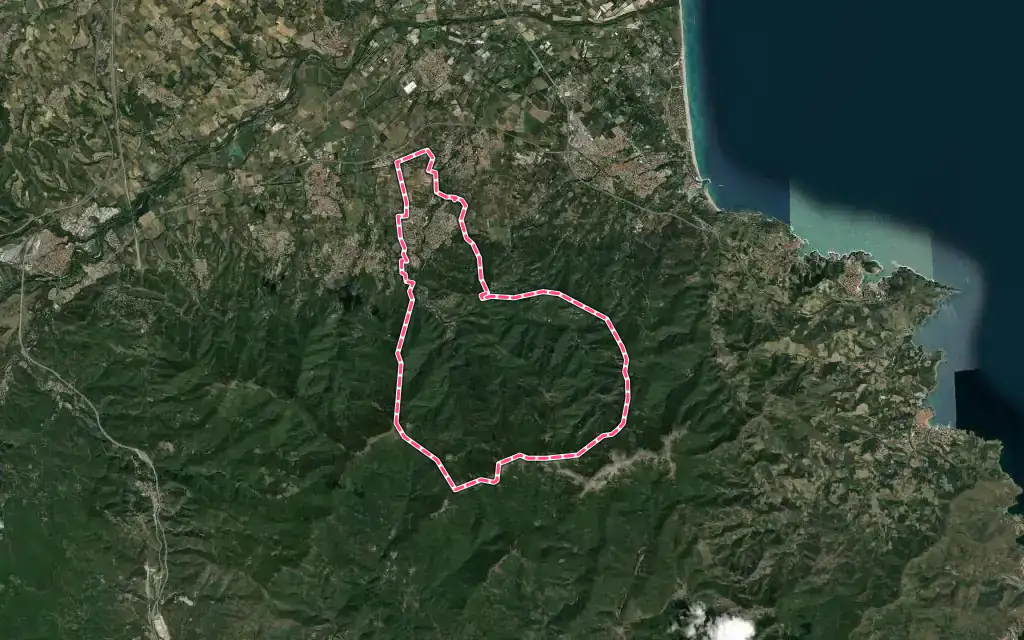 Vue satellite de Sorède avec ses contours administratifs