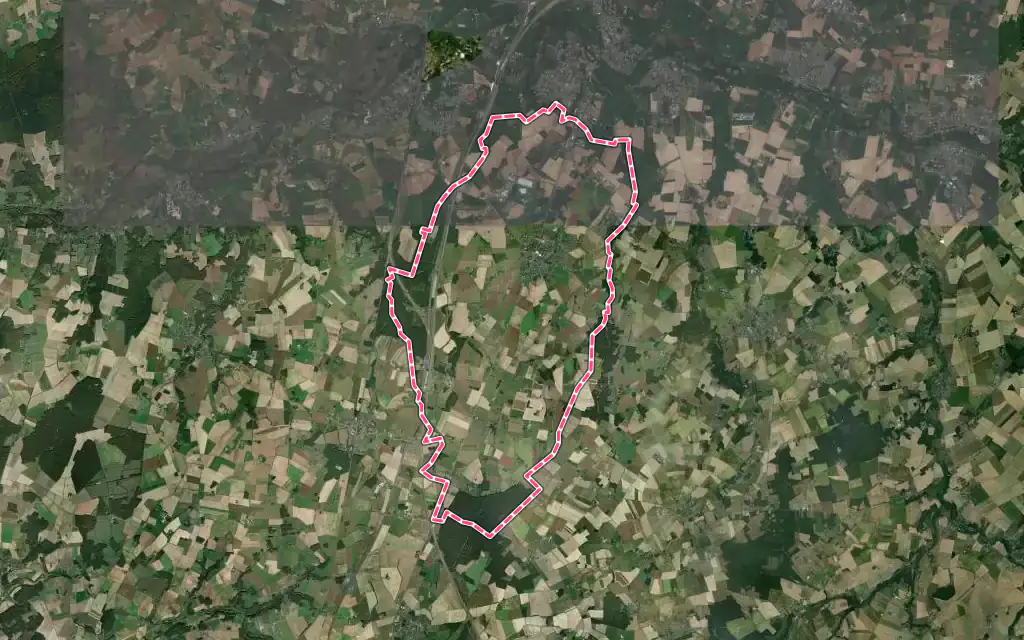 Vue satellite de Sorigny avec ses contours administratifs