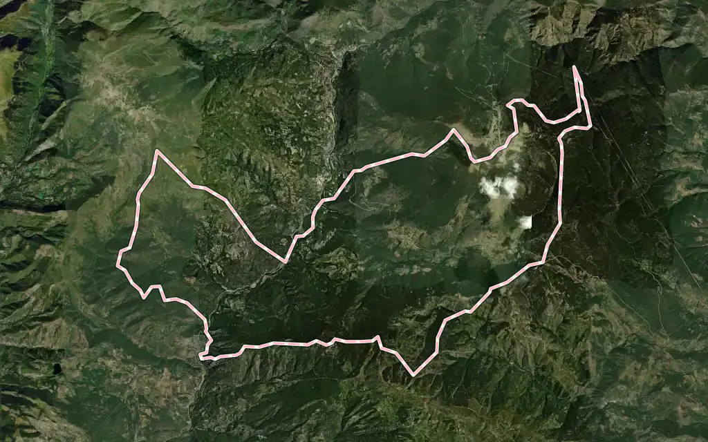 Vista satélite de Soriguera con su contorno administrativo