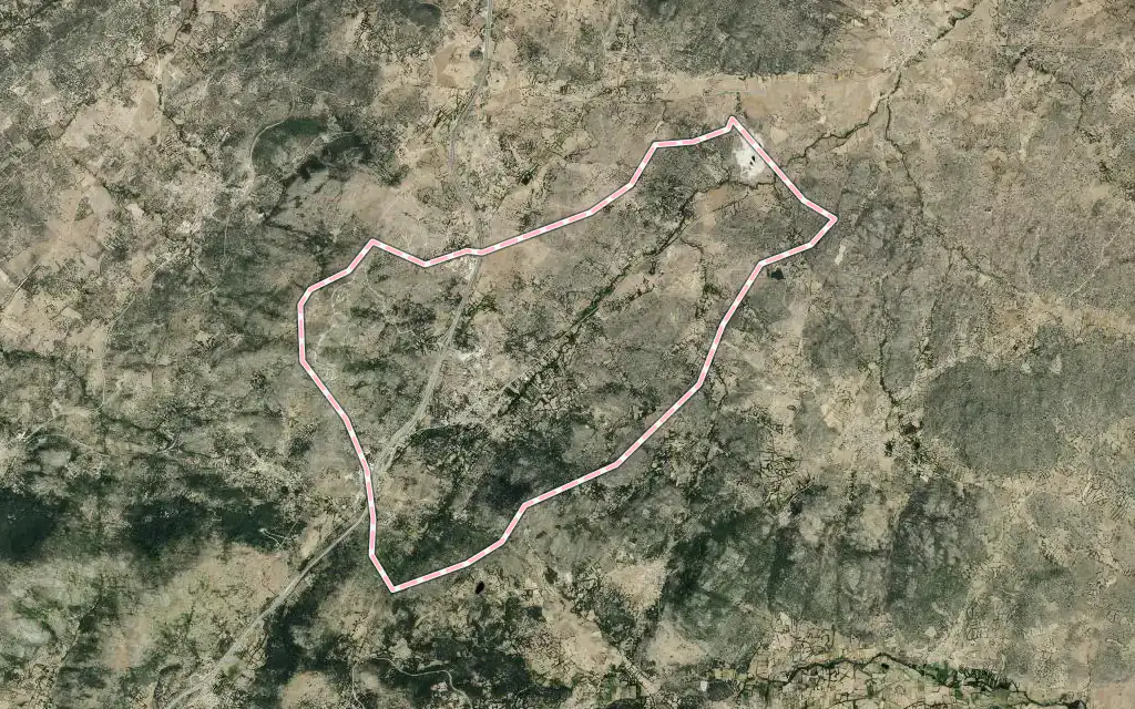 Vista satélite de Sorihuela con su contorno administrativo