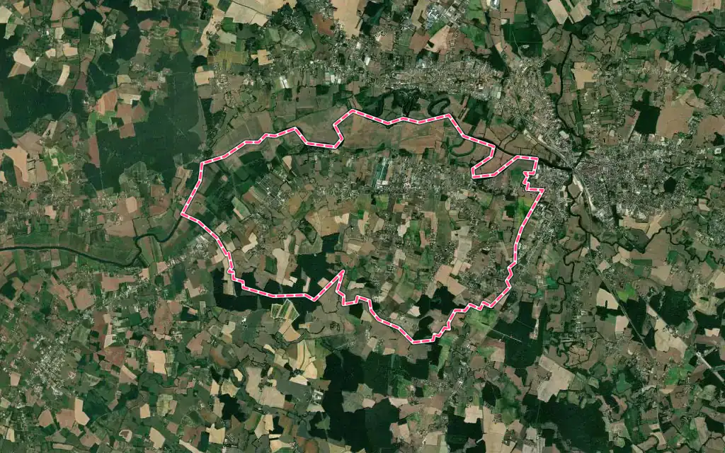 Vue satellite de Sornay avec ses contours administratifs