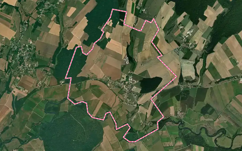 Vue satellite de Sornay avec ses contours administratifs