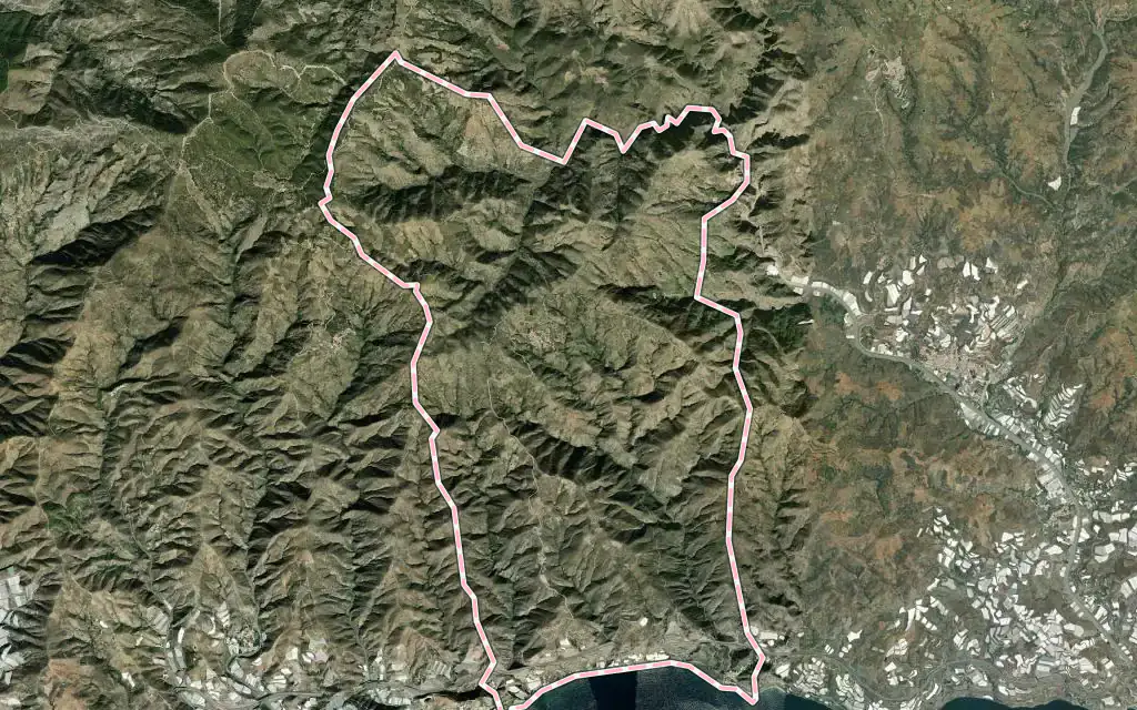 Vista satélite de Sorvilán con su contorno administrativo