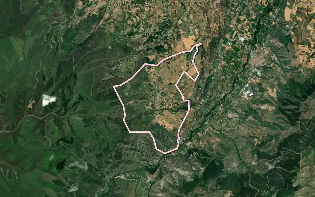 Vista satélite de Sorzano con su contorno administrativo