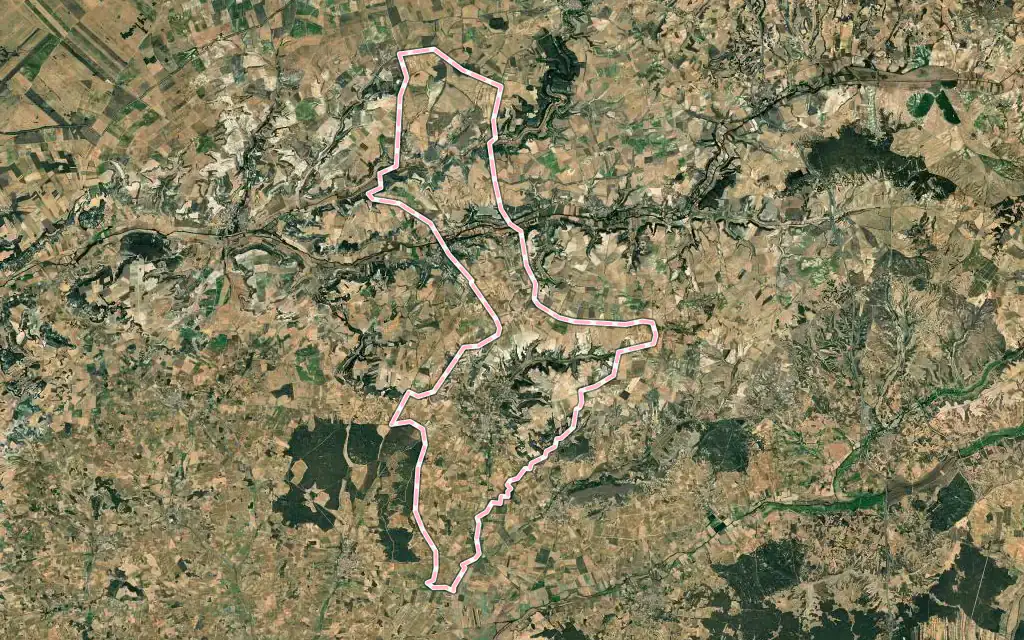 Vista satélite de Sotillo de la Ribera con su contorno administrativo