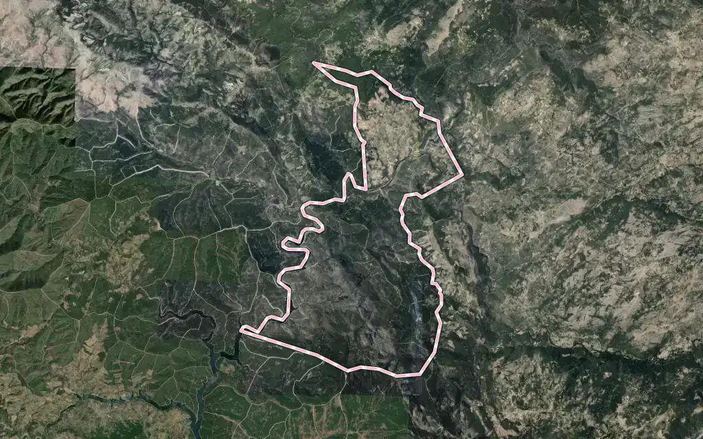 Vista satélite de Sotoserrano con su contorno administrativo