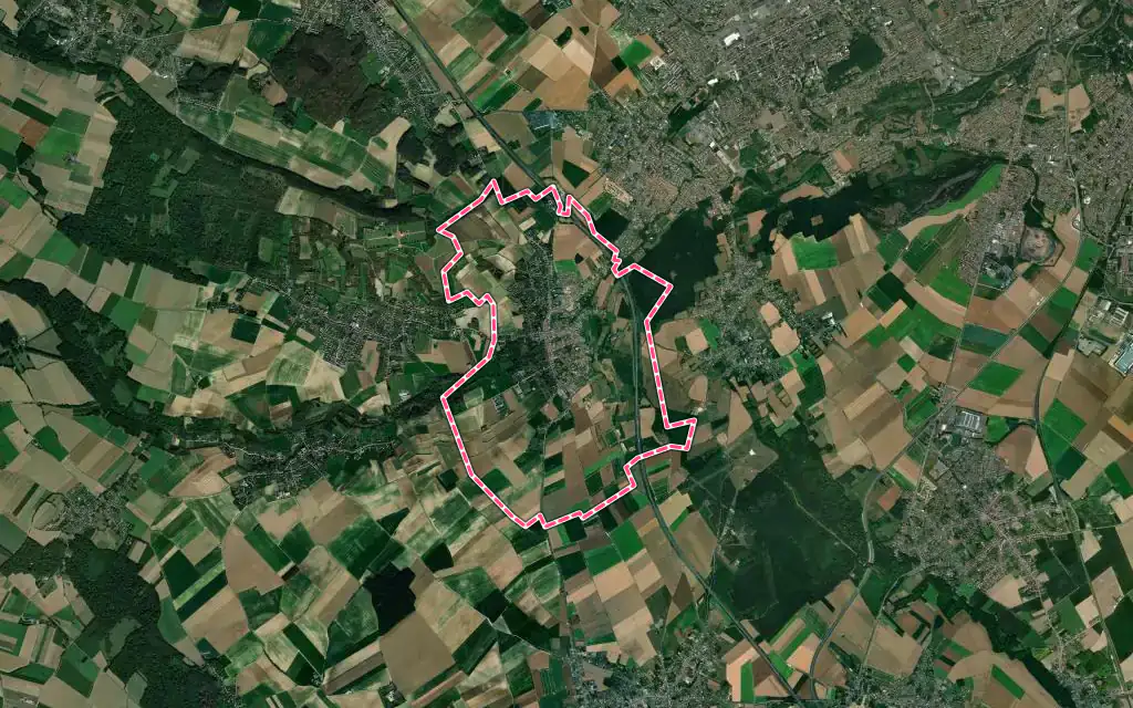 Vue satellite de Souchez avec ses contours administratifs