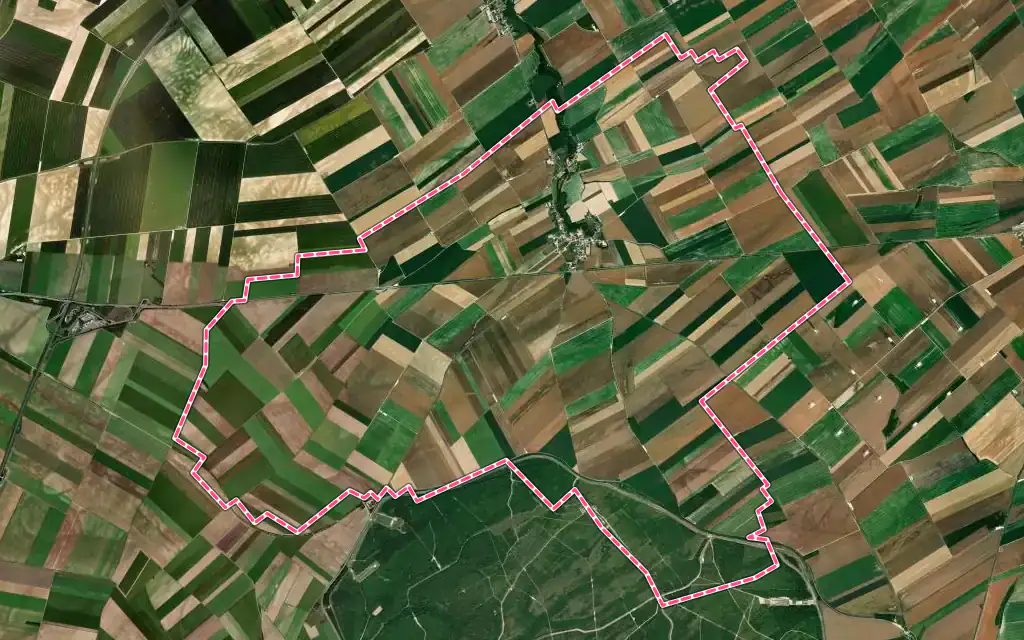 Vue satellite de Soudé avec ses contours administratifs
