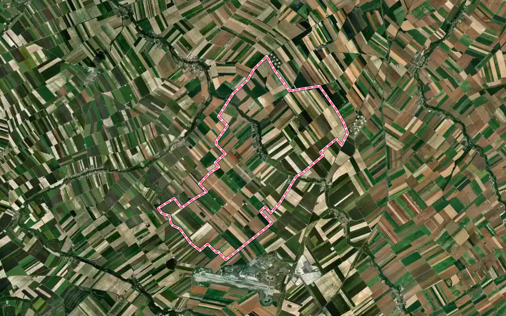 Vue satellite de Soudron avec ses contours administratifs