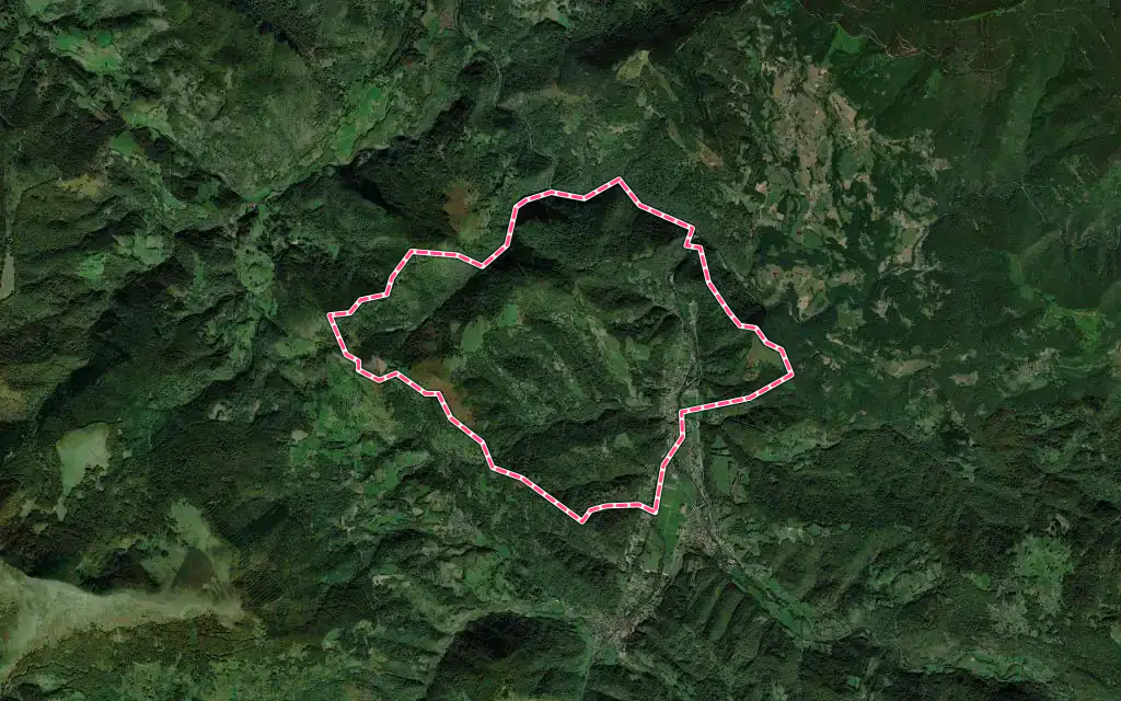 Vue satellite de Soueix-Rogalle avec ses contours administratifs