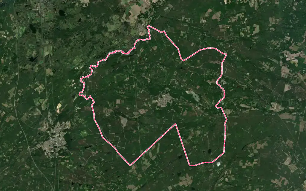 Vue satellite de Souesmes avec ses contours administratifs