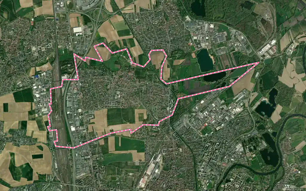 Vue satellite de Souffelweyersheim avec ses contours administratifs
