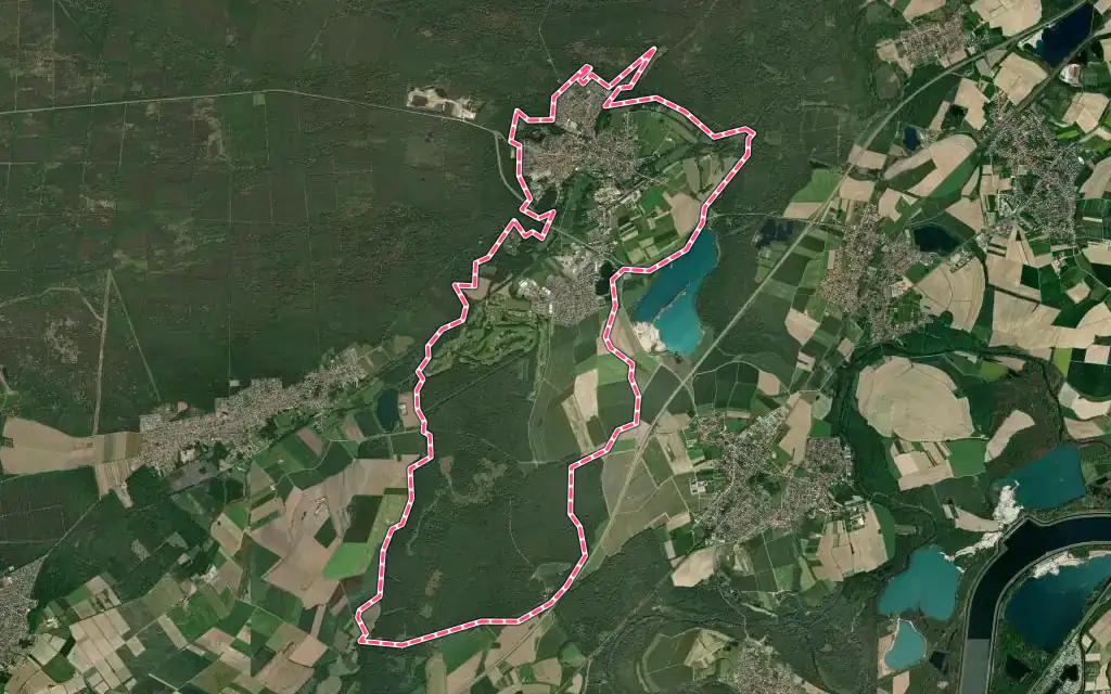 Vue satellite de Soufflenheim avec ses contours administratifs