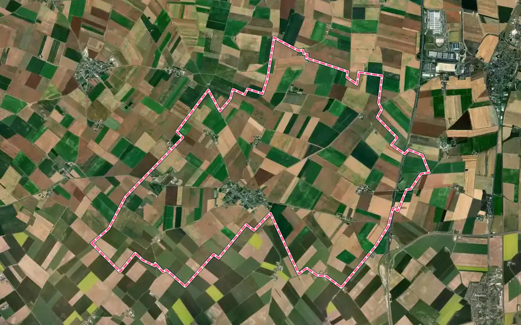 Vue satellite de Sougy avec ses contours administratifs