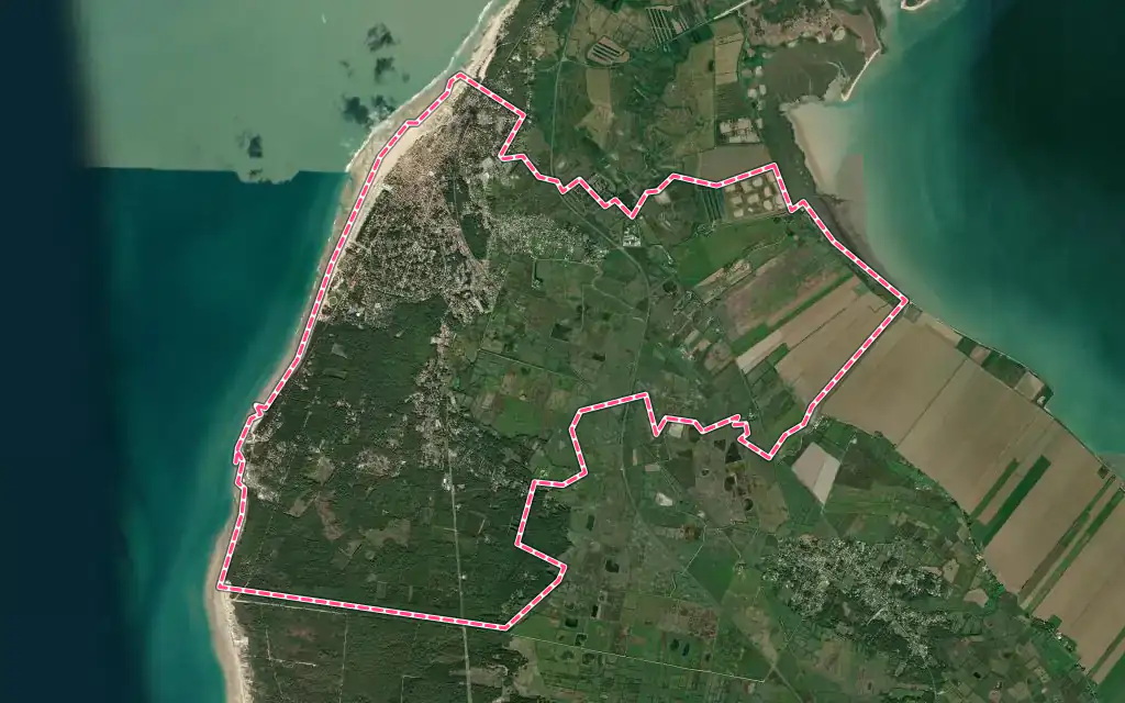 Vue satellite de Soulac-sur-Mer avec ses contours administratifs