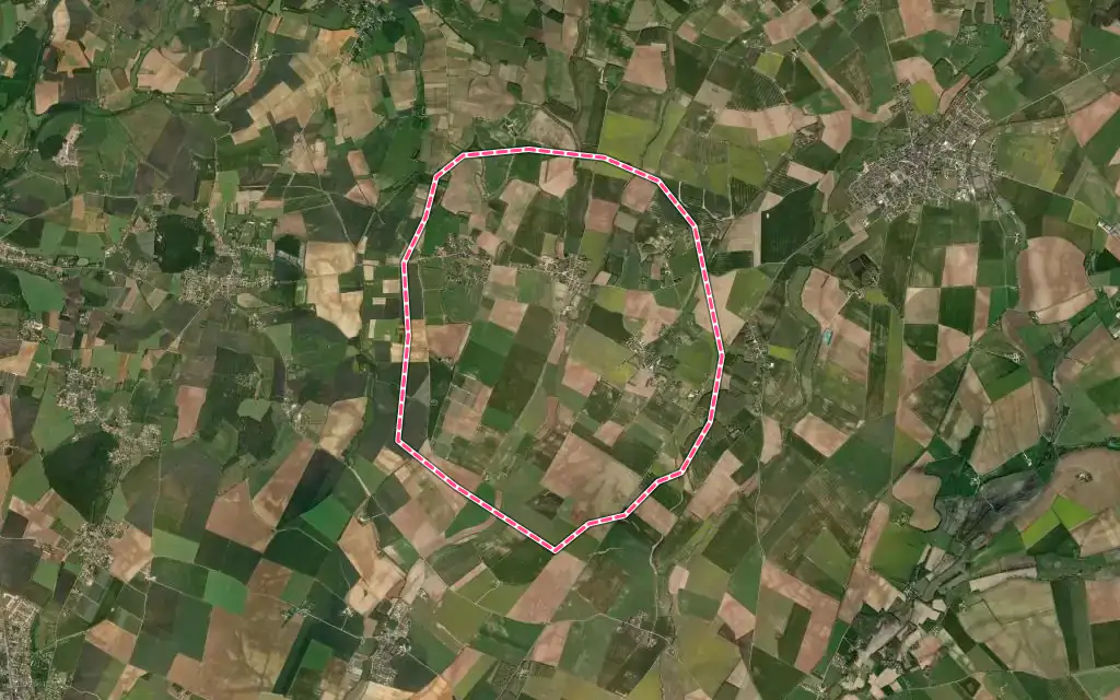 Vue satellite de Soulangis avec ses contours administratifs