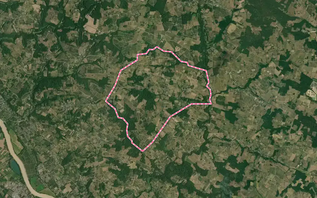 Vue satellite de Soulignac avec ses contours administratifs