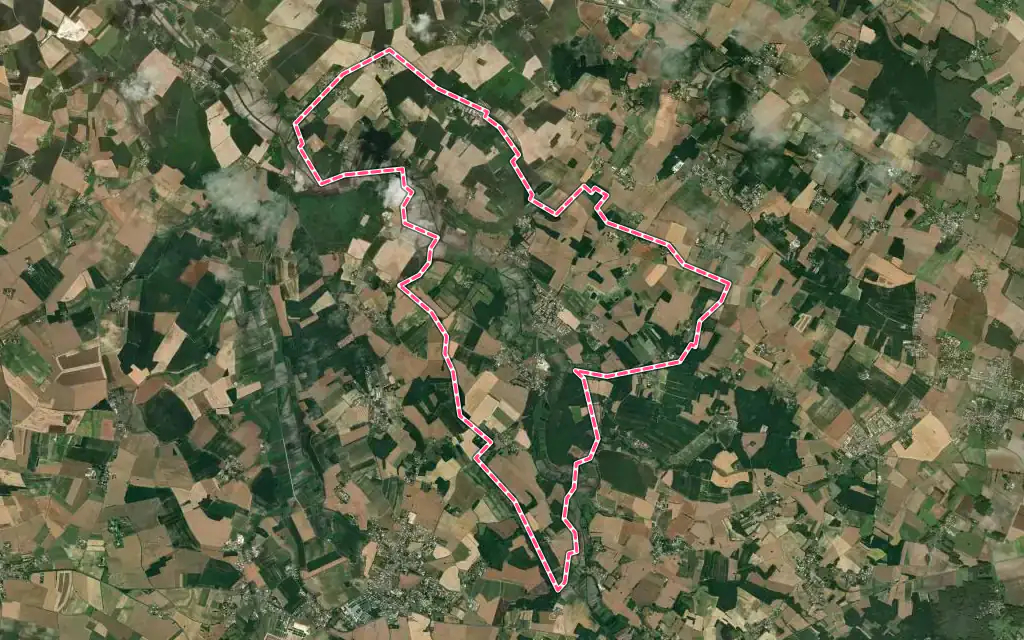 Vue satellite de Soulignonne avec ses contours administratifs