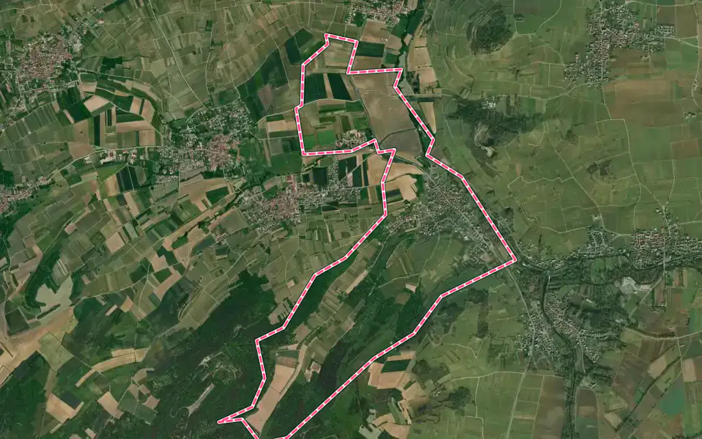 Vue satellite de Soultz-les-Bains avec ses contours administratifs