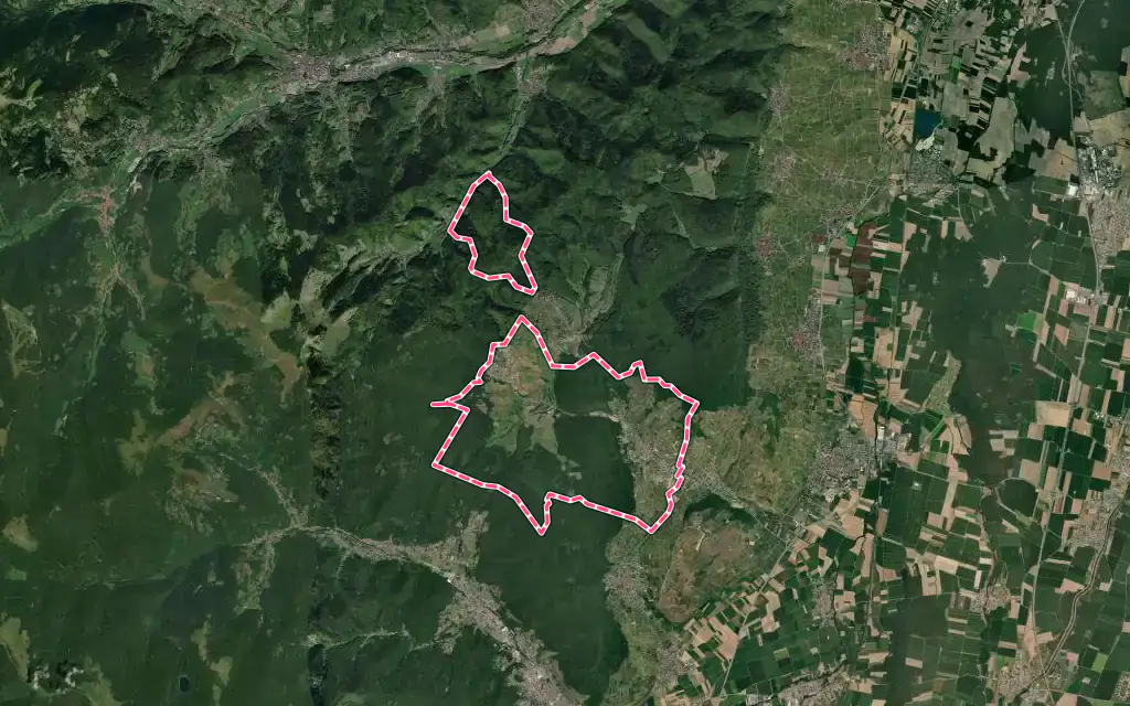 Vue satellite de Soultzmatt avec ses contours administratifs