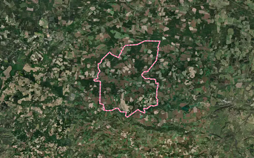 Vue satellite de Souprosse avec ses contours administratifs