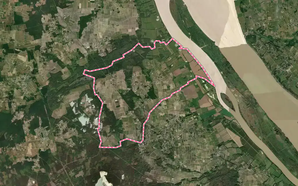 Vue satellite de Soussans avec ses contours administratifs