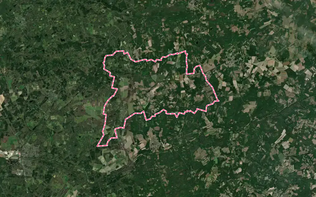 Vue satellite de Souvigny-en-Sologne avec ses contours administratifs