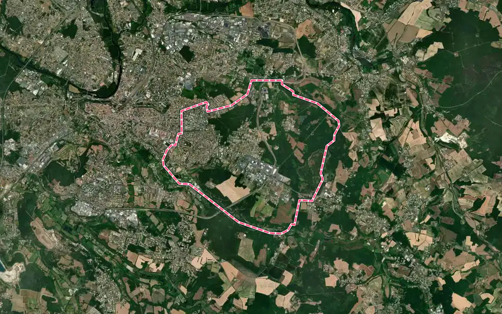 Vue satellite de Soyaux avec ses contours administratifs