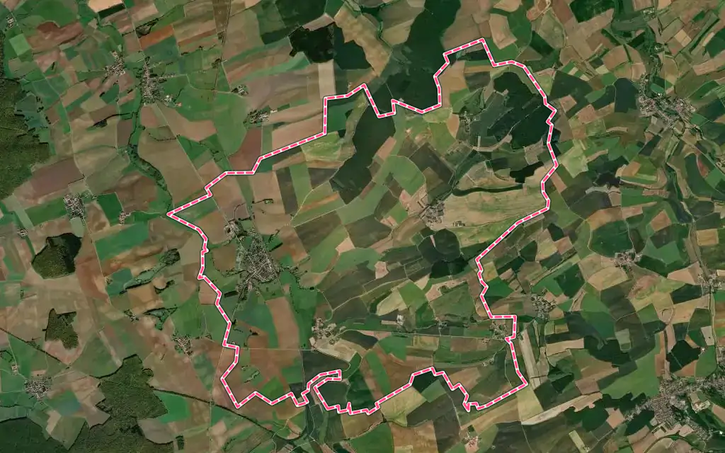 Vue satellite de Spincourt avec ses contours administratifs