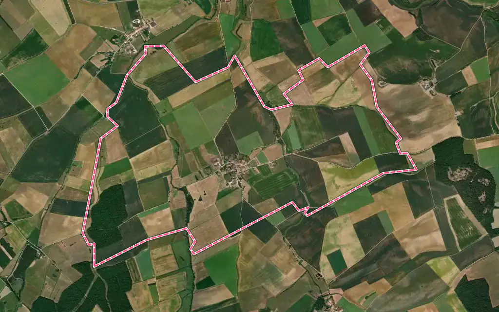 Vue satellite de Sponville avec ses contours administratifs