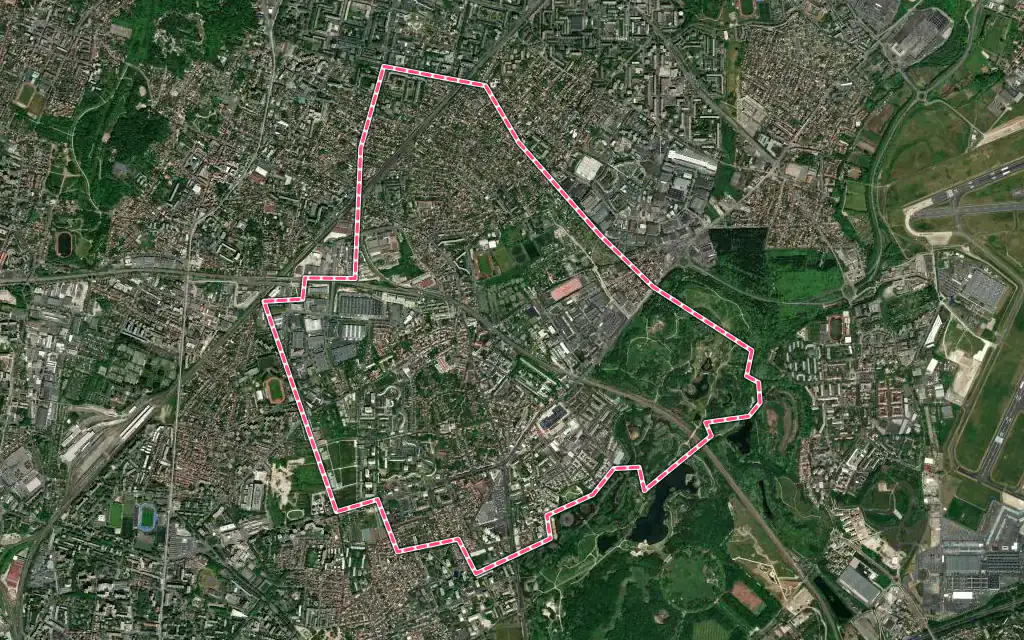 Vue satellite de Stains avec ses contours administratifs