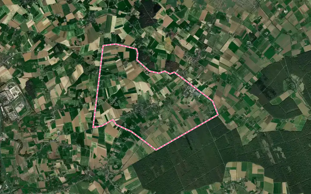 Vue satellite de Steenbecque avec ses contours administratifs