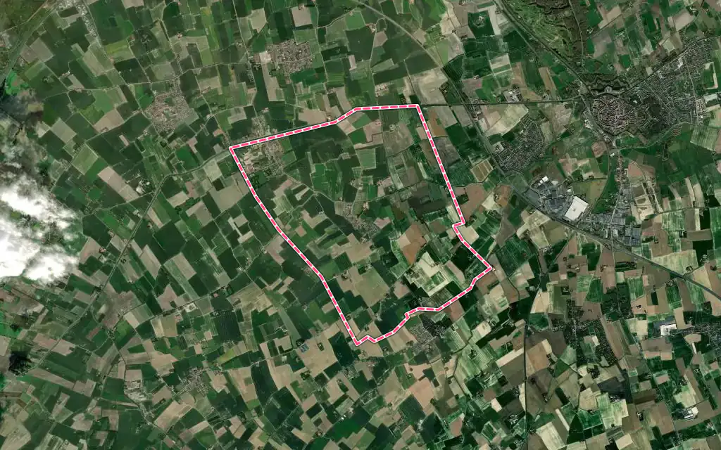 Vue satellite de Steene avec ses contours administratifs