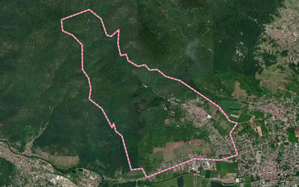 Vue satellite de Steinbach avec ses contours administratifs
