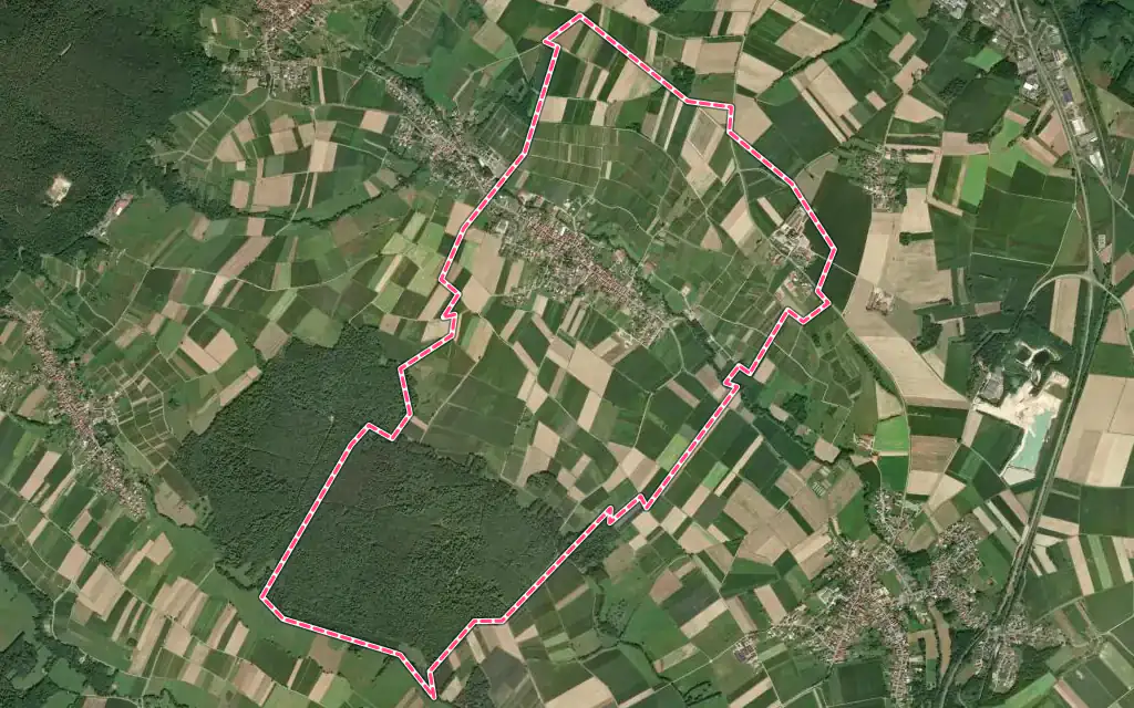 Vue satellite de Steinseltz avec ses contours administratifs