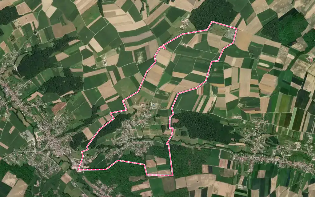 Vue satellite de Steinsoultz avec ses contours administratifs