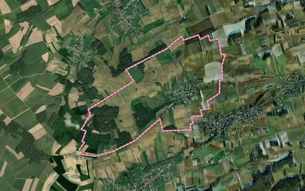 Vue satellite de Stetten avec ses contours administratifs