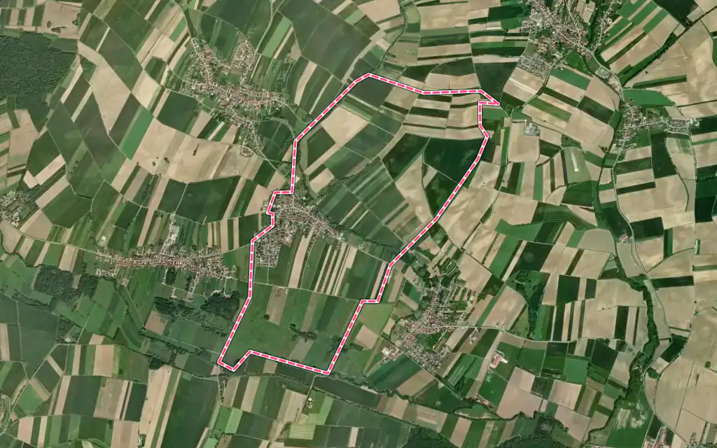 Vue satellite de Stundwiller avec ses contours administratifs